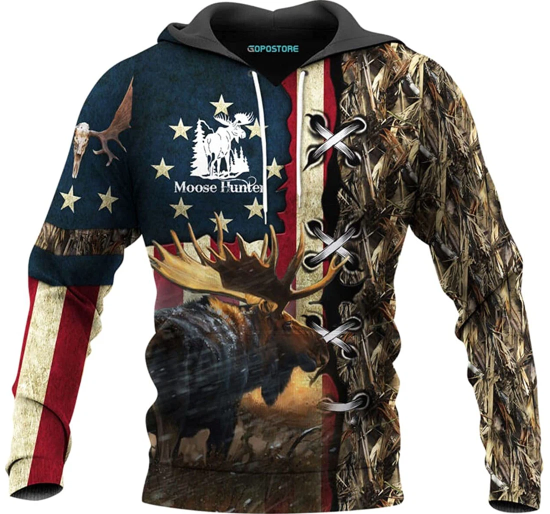 Moose Hunter Shirts Fleece Short - 3D Printed Pullover Hoodie