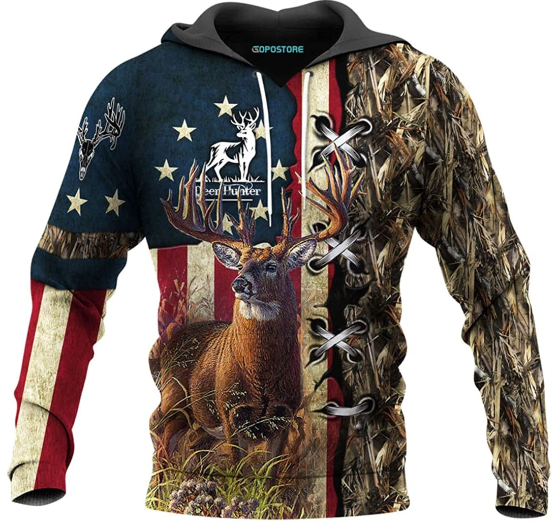 Deer Hunting Shirts Fleece Short - 3D Printed Pullover Hoodie