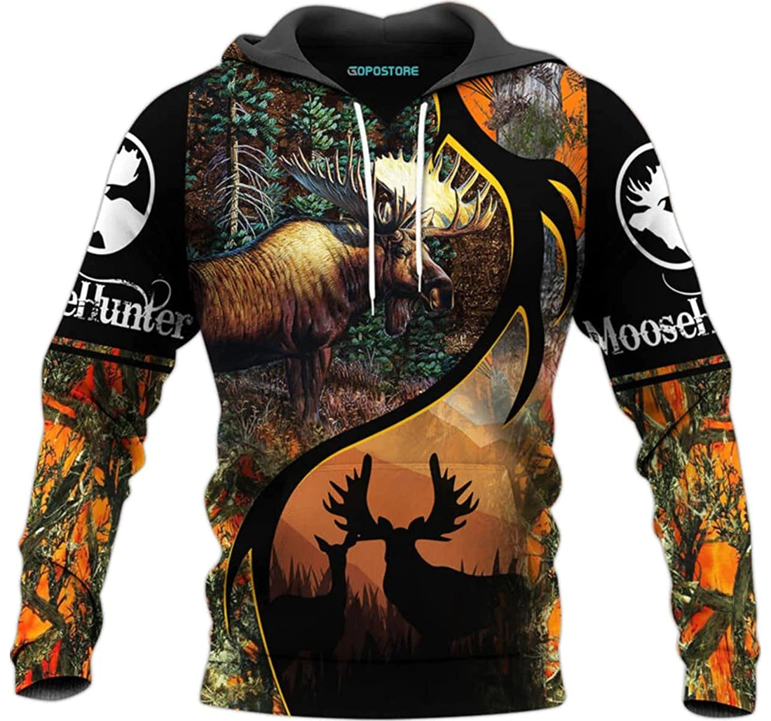 Moose Hunting Shirts Fleece Short - 3D Printed Pullover Hoodie