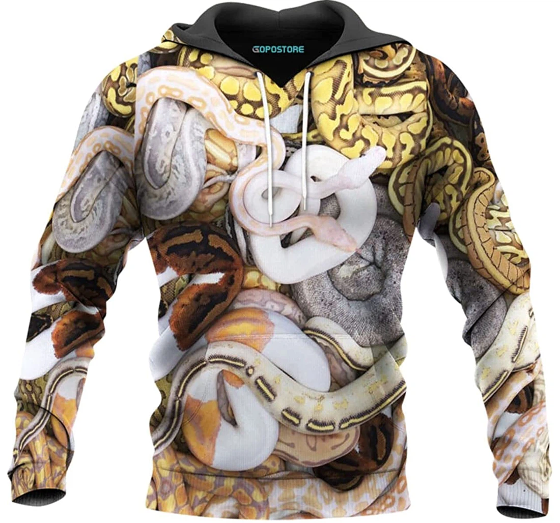 Pied Ball Python Shirts Fleece Short - 3D Printed Pullover Hoodie