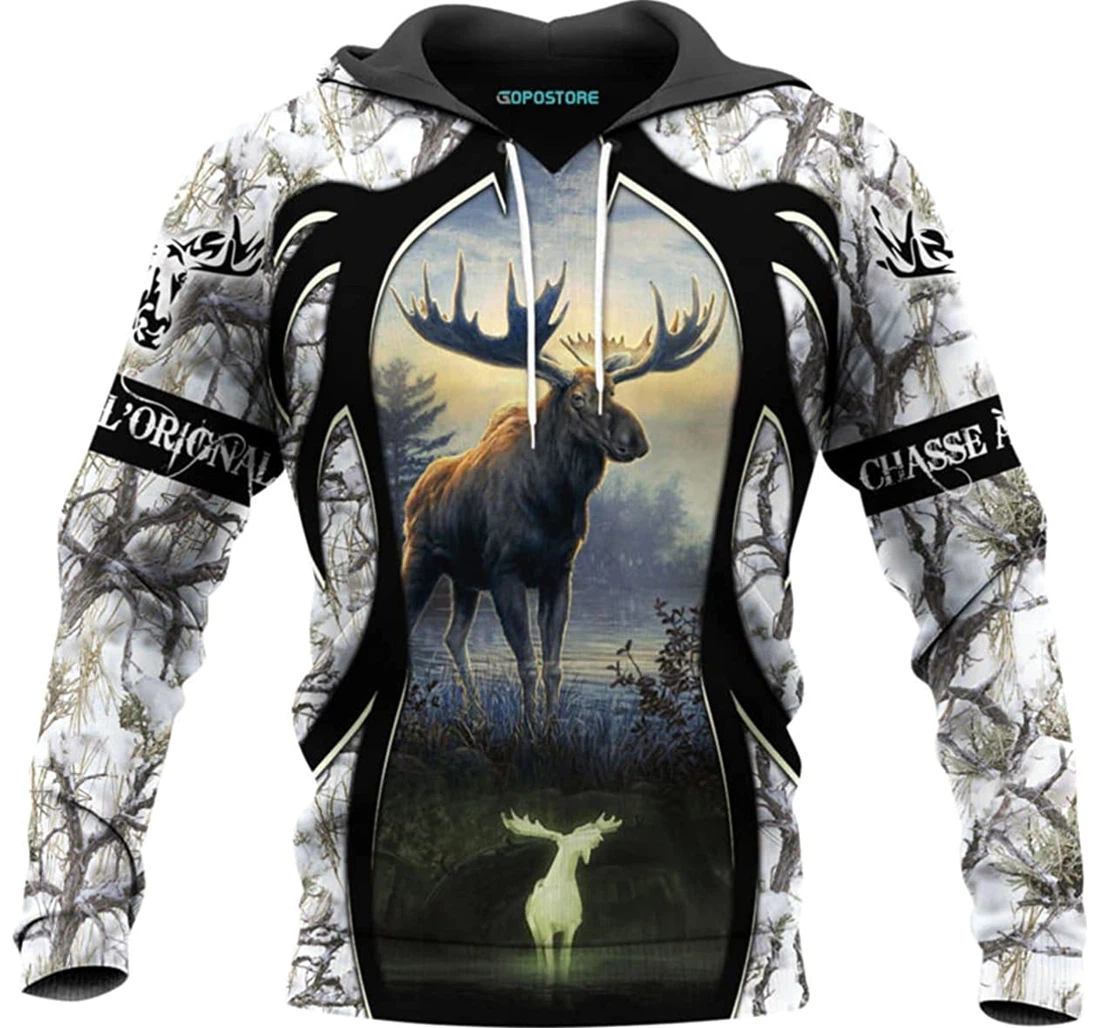 Chasse À L’orignal Shirts Fleece Short - 3D Printed Pullover Hoodie