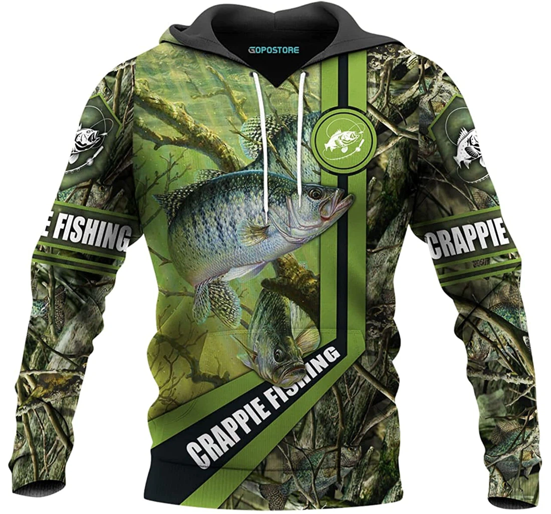 Crappie Fishing Shirts Fleece Short - 3D Printed Pullover Hoodie