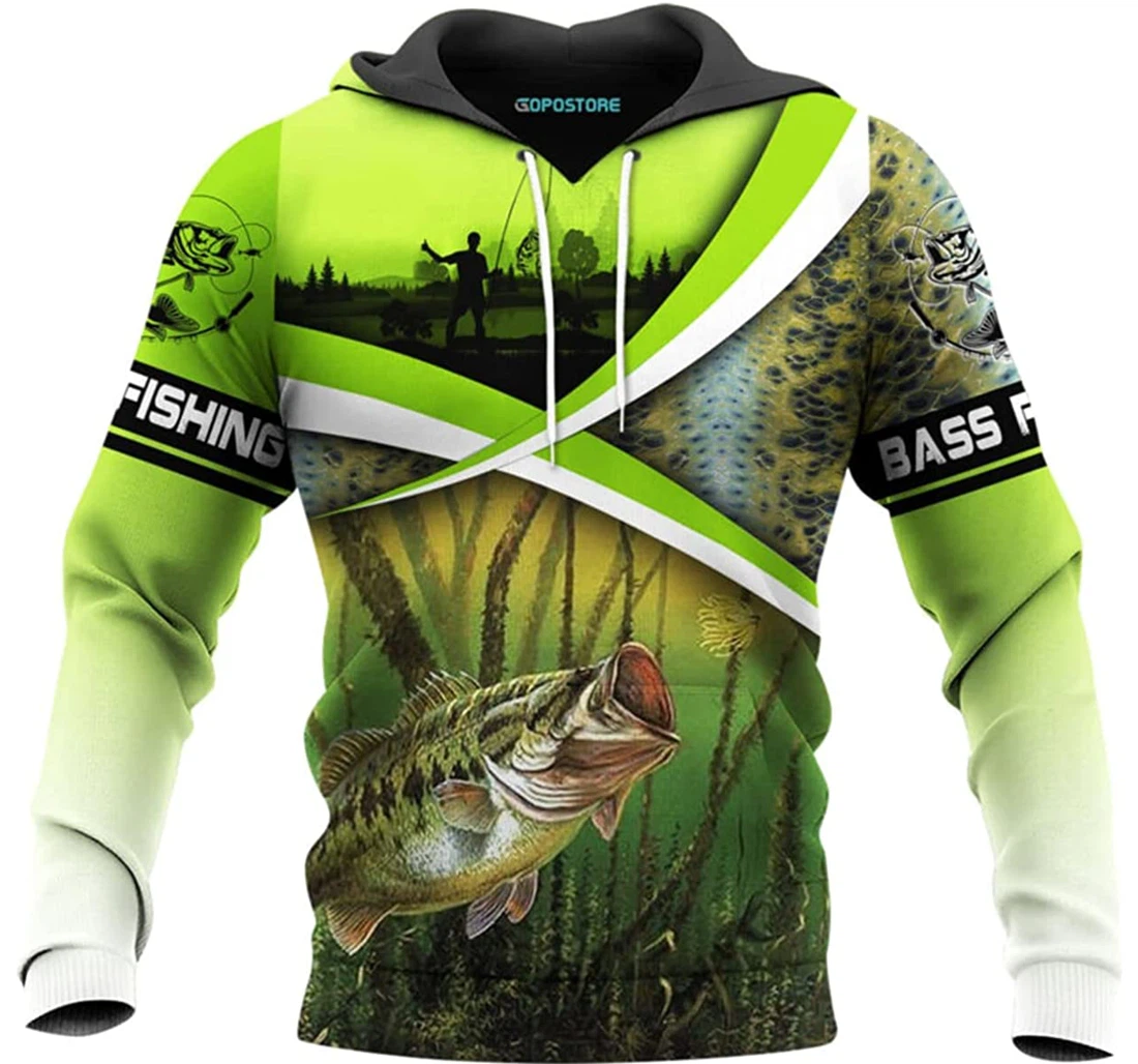 Bass Fishing Shirts Fleece Short - 3D Printed Pullover Hoodie