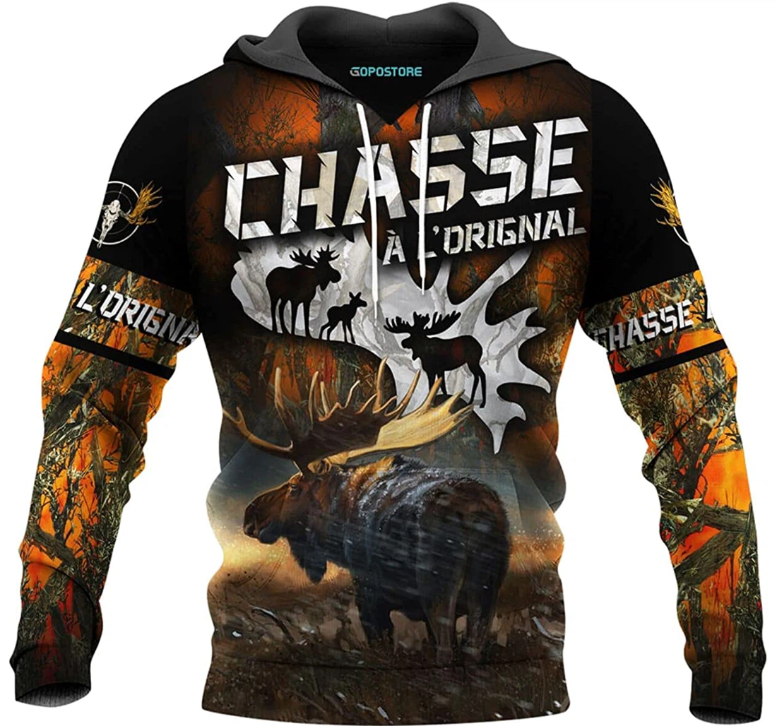 Love Moose Hunting Shirts Fleece Short - 3D Printed Pullover Hoodie