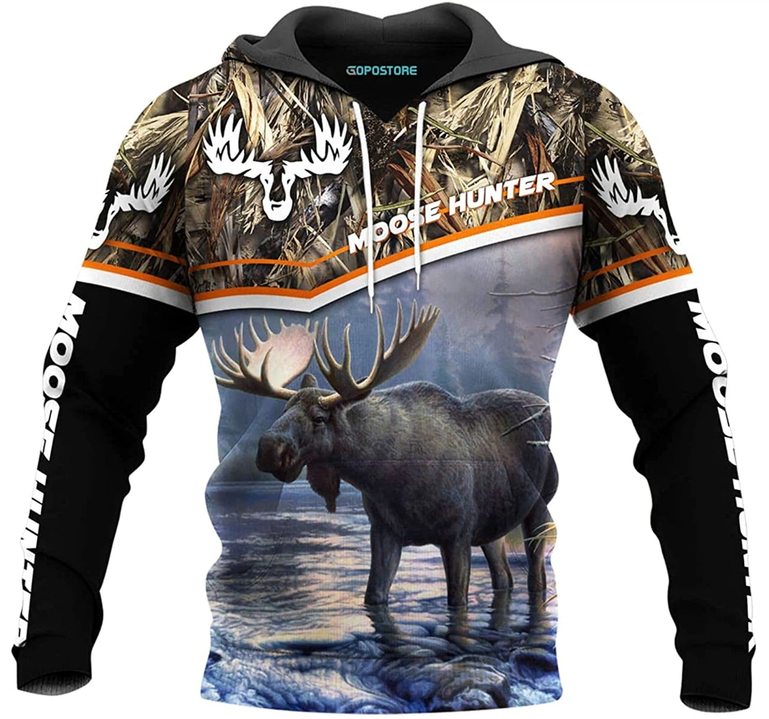 Moose Hunter Shirts Fleece Short - 3D Printed Pullover Hoodie