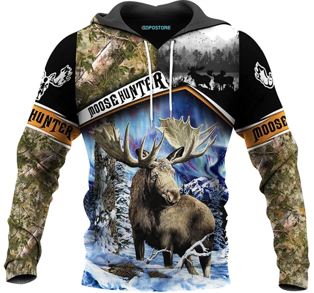 Love Moose Hunting Shirts Fleece Short - 3D Printed Pullover Hoodie