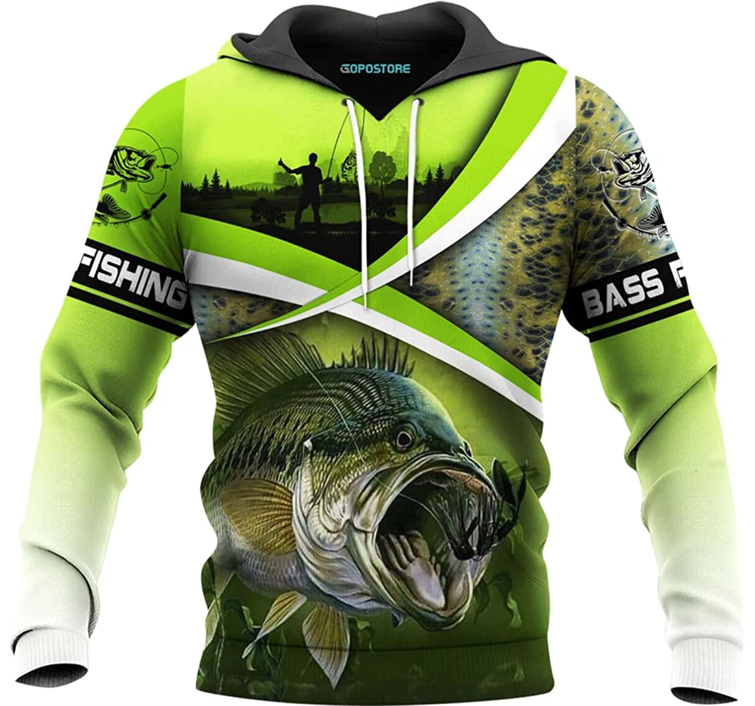 Bass Fishing Shirts Fleece Short - 3D Printed Pullover Hoodie