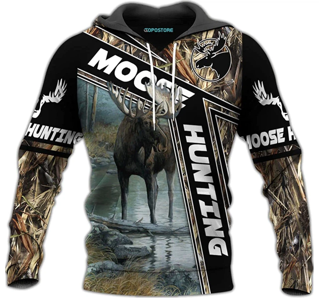 Moose Hunter Shirts Fleece Short - 3D Printed Pullover Hoodie