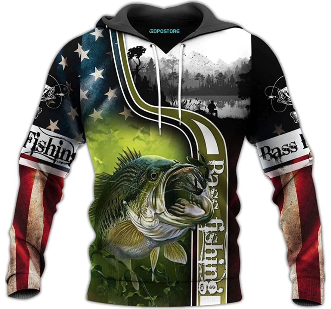 Bass Fishing Shirts Fleece Short - 3D Printed Pullover Hoodie