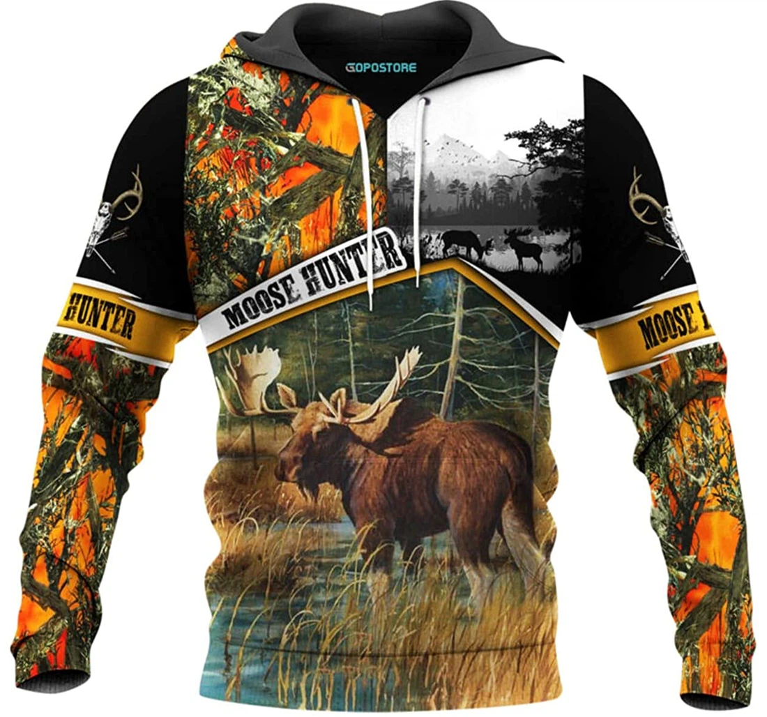 Moose Hunting Shirts Fleece Short - 3D Printed Pullover Hoodie