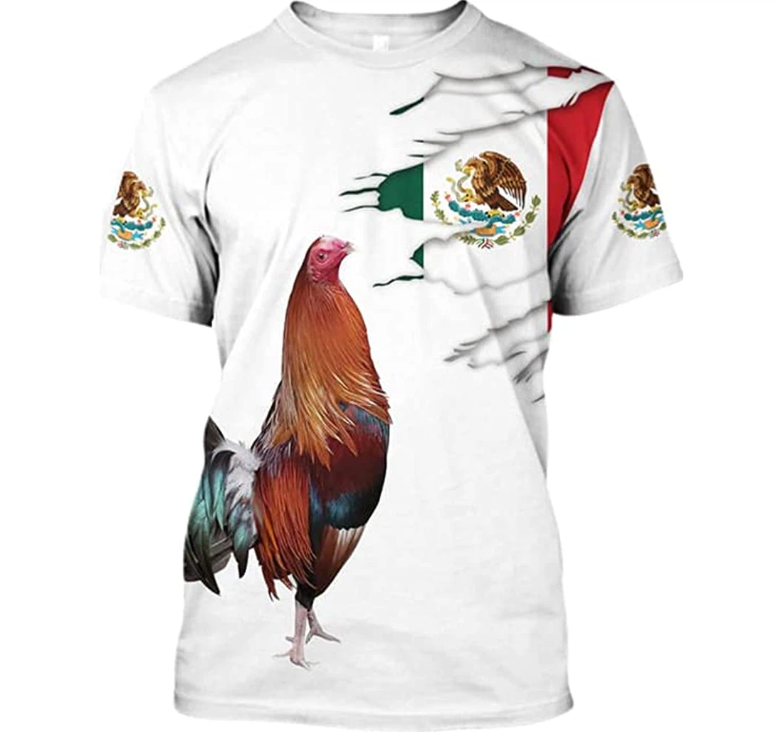 Mexican Rooster White Background Included - 3D Printed T-shirt