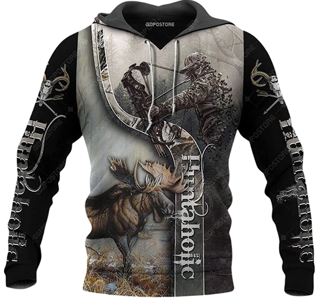 Bow Hunter Huntaholic In Forest Included - 3D Printed Pullover Hoodie