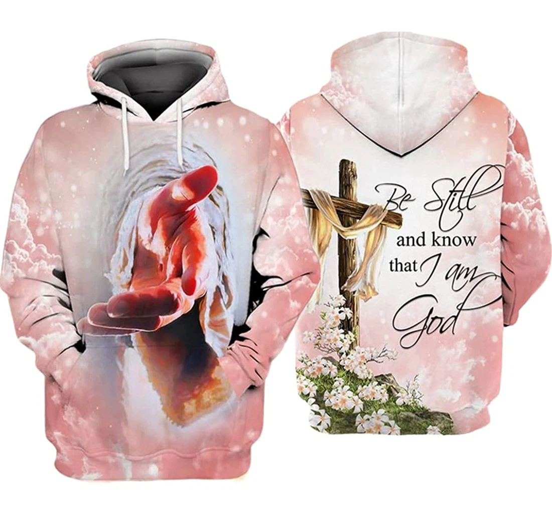 Hand God Be Still Know That I Am God - 3D Printed Pullover Hoodie