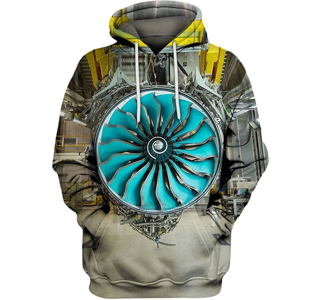 Blue Mechanic Fix Airplanes - 3D Printed Pullover Hoodie