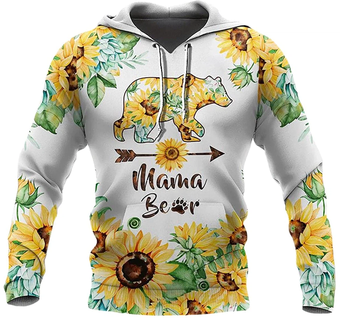 Mama Bear Sunflowers Pattern - 3D Printed Pullover Hoodie