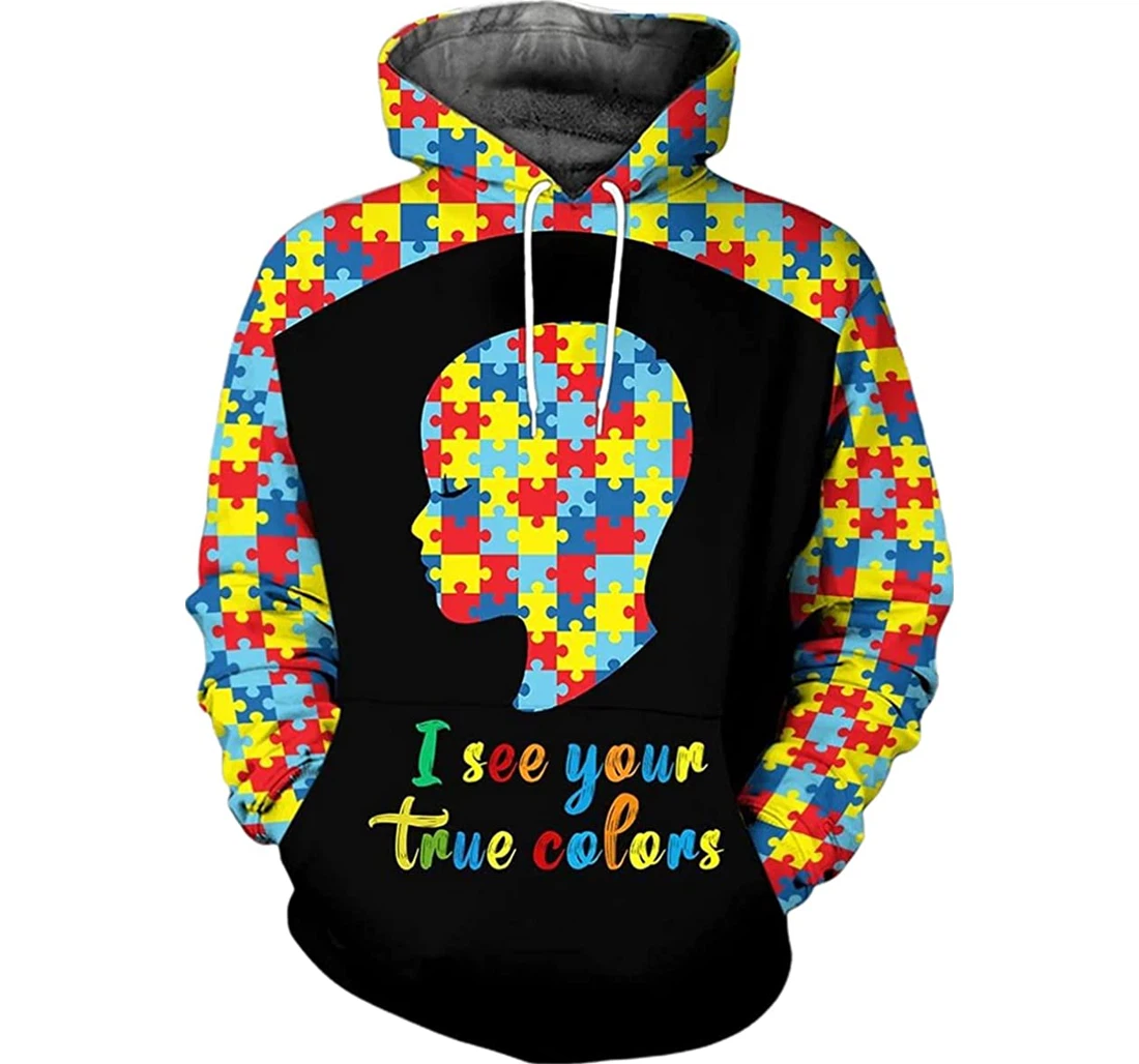 Autism Awareness I See Your True Colors - 3D Printed Pullover Hoodie