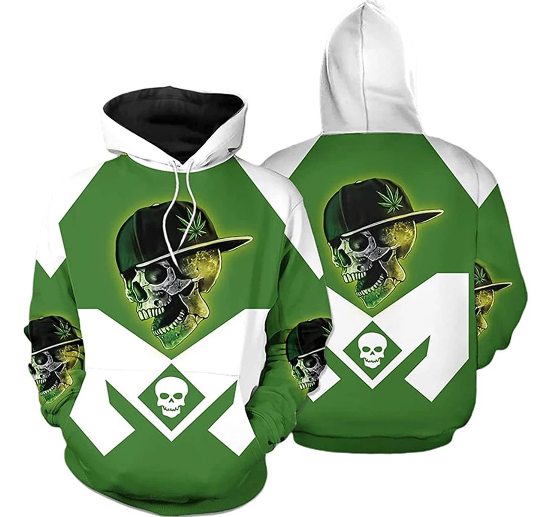 Personalized Skull Weed Green - 3D Printed Pullover Hoodie