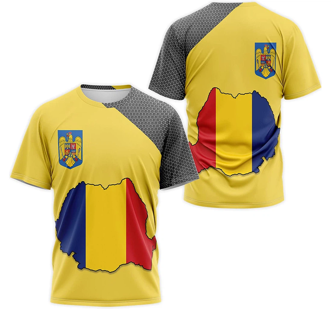 T-Shirt, Hoodie - Romania Coat Of Arms Flag Map Expat 3D Printed