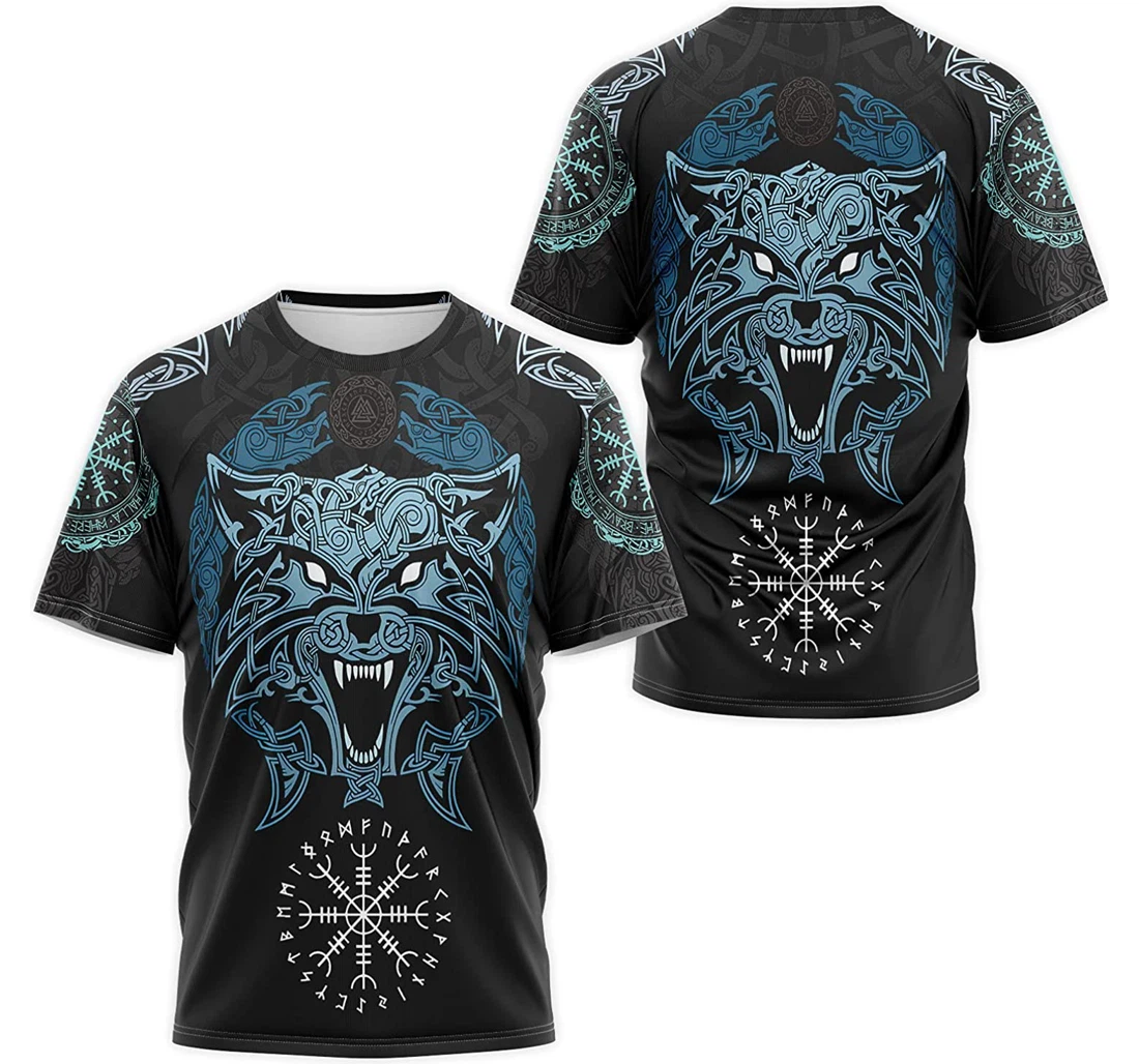 T-Shirt, Hoodie - Wolf Fenrir Nordic Compass Norse Mythology 3D Printed