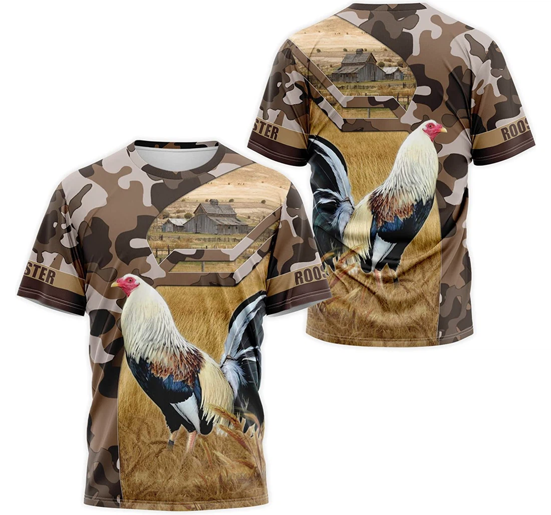 T-Shirt, Hoodie - Rooster Chicken Field Brown Camo 3D Printed