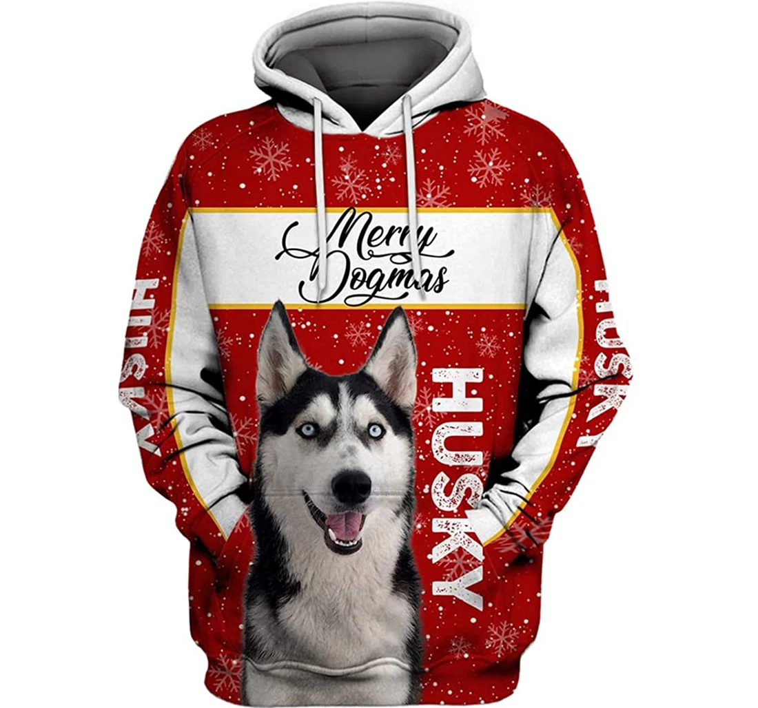 Husky Merry Dogmas - 3D Printed Pullover Hoodie