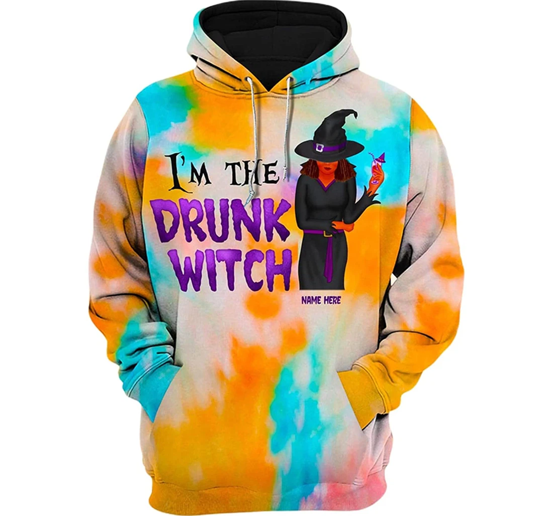 Halloween I'm The Drunk Witch Tie Dye Style - 3D Printed Pullover Hoodie