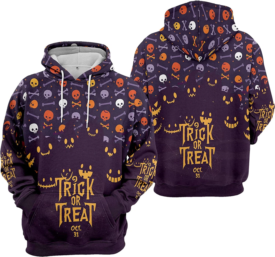 Trick Or Treat Oct Pumpkin Spider Seamless Pattern Halloween - 3D Printed Pullover Hoodie