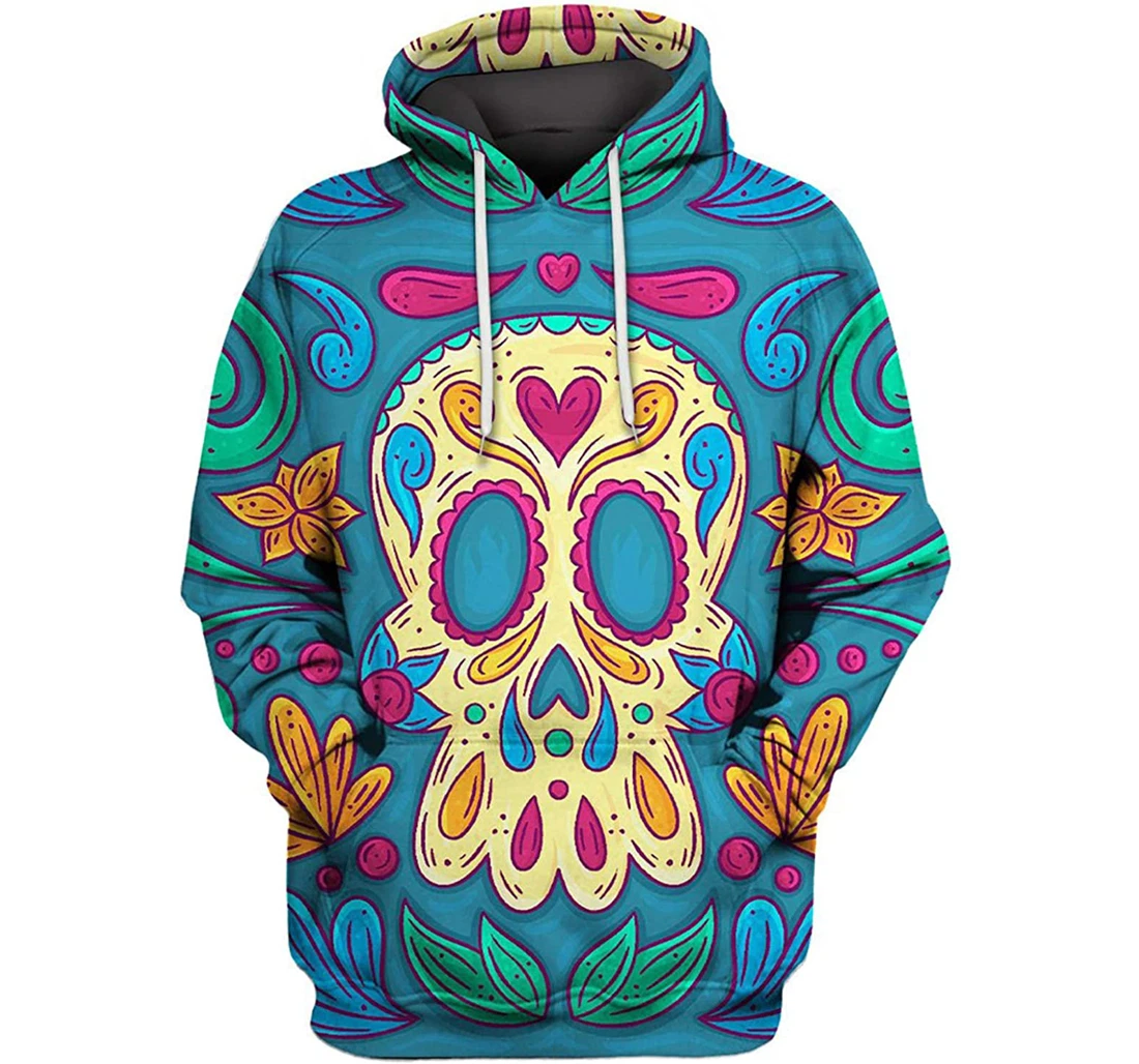 Skull Starfish Pattern - 3D Printed Pullover Hoodie