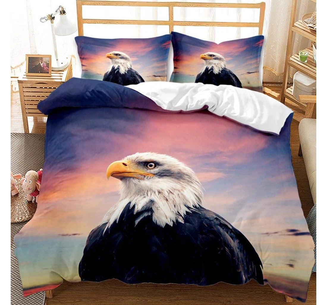 Personalized Bedding Set - White Eagle Included 1 Ultra Soft Duvet Cover or Quilt and 2 Lightweight Breathe Pillowcases