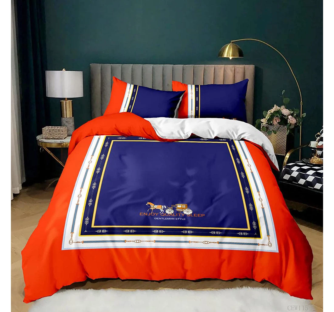 Personalized Bedding Set - Blue Included 1 Ultra Soft Duvet Cover or Quilt and 2 Lightweight Breathe Pillowcases