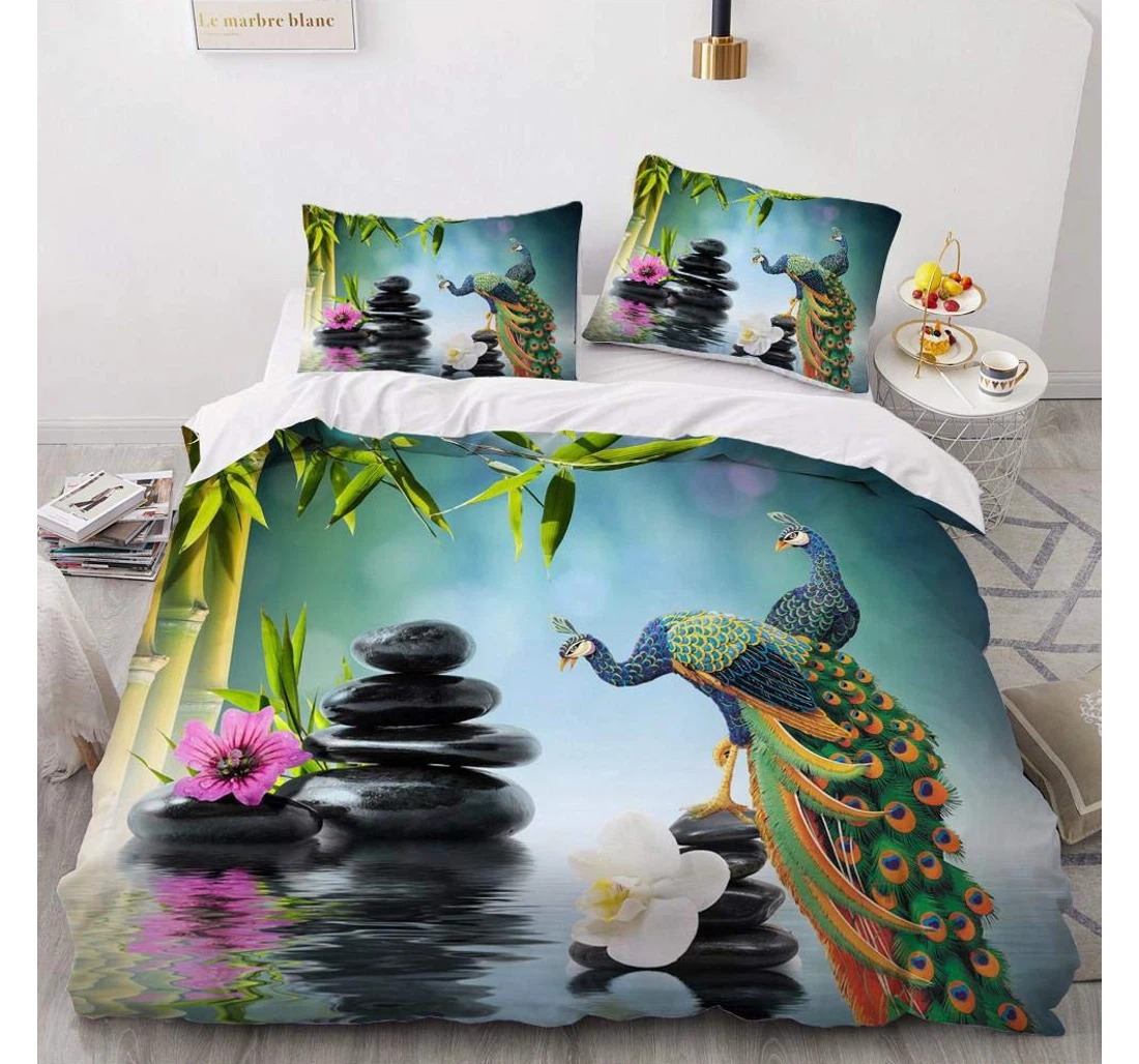 Personalized Bedding Set - Animal Peacock Included 1 Ultra Soft Duvet Cover or Quilt and 2 Lightweight Breathe Pillowcases