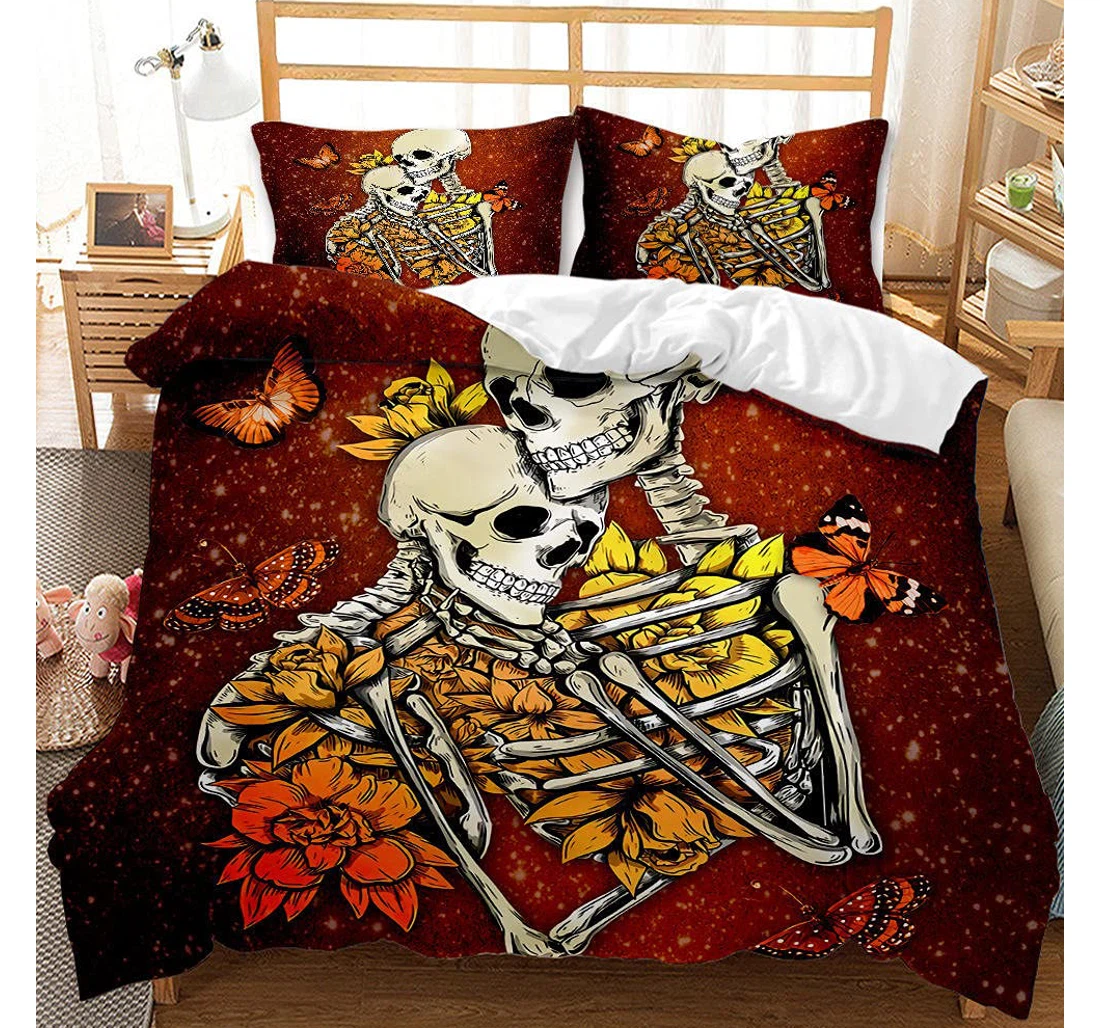 Bedding Set - Skull Men Women Included 1 Ultra Soft Duvet Cover or Quilt and 2 Lightweight Breathe Pillowcases