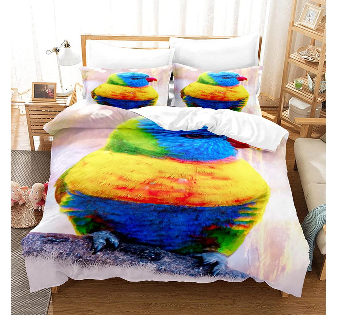Personalized Bedding Set - Colorful Parrot Women Included 1 Ultra Soft Duvet Cover or Quilt and 2 Lightweight Breathe Pillowcases