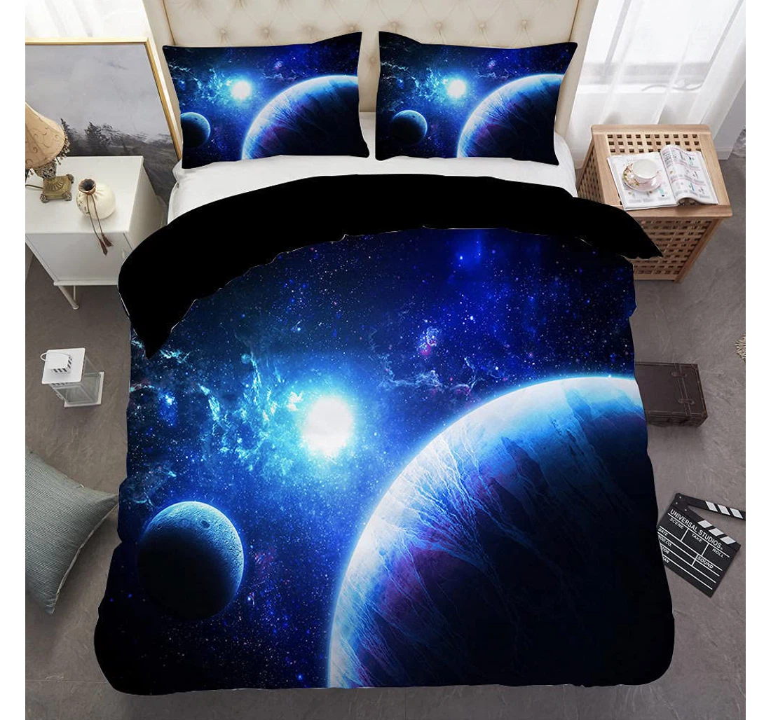 Personalized Bedding Set - Black Planet Included 1 Ultra Soft Duvet Cover or Quilt and 2 Lightweight Breathe Pillowcases