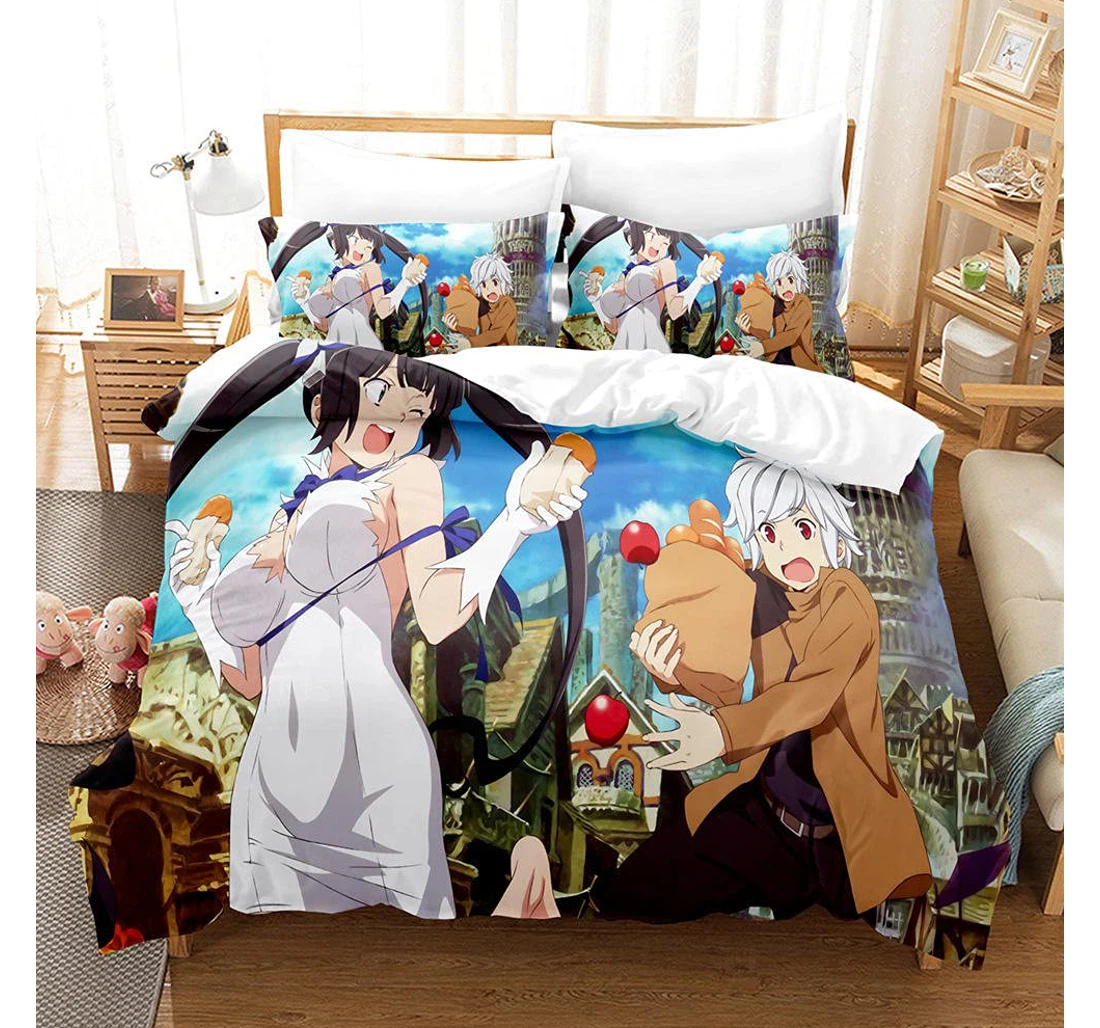 Personalized Bedding Set - Anime Couple Included 1 Ultra Soft Duvet Cover or Quilt and 2 Lightweight Breathe Pillowcases