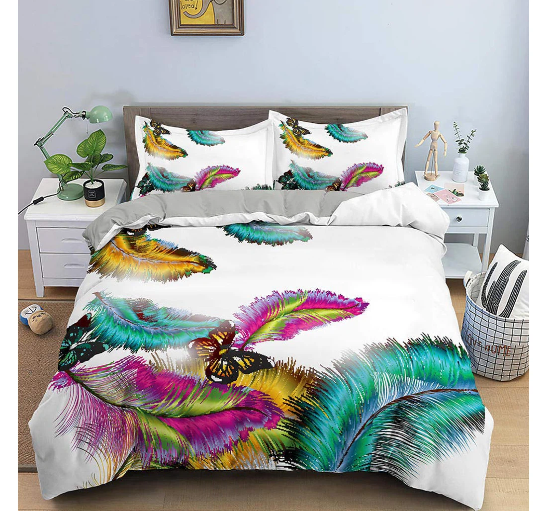 Personalized Bedding Set - Feather Decoration Included 1 Ultra Soft Duvet Cover or Quilt and 2 Lightweight Breathe Pillowcases