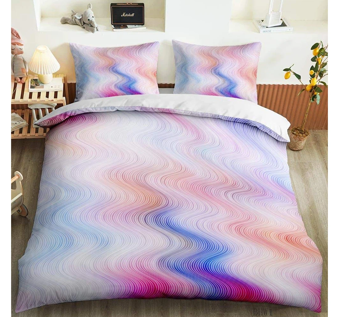 Personalized Bedding Set - Pink Stripes Included 1 Ultra Soft Duvet Cover or Quilt and 2 Lightweight Breathe Pillowcases