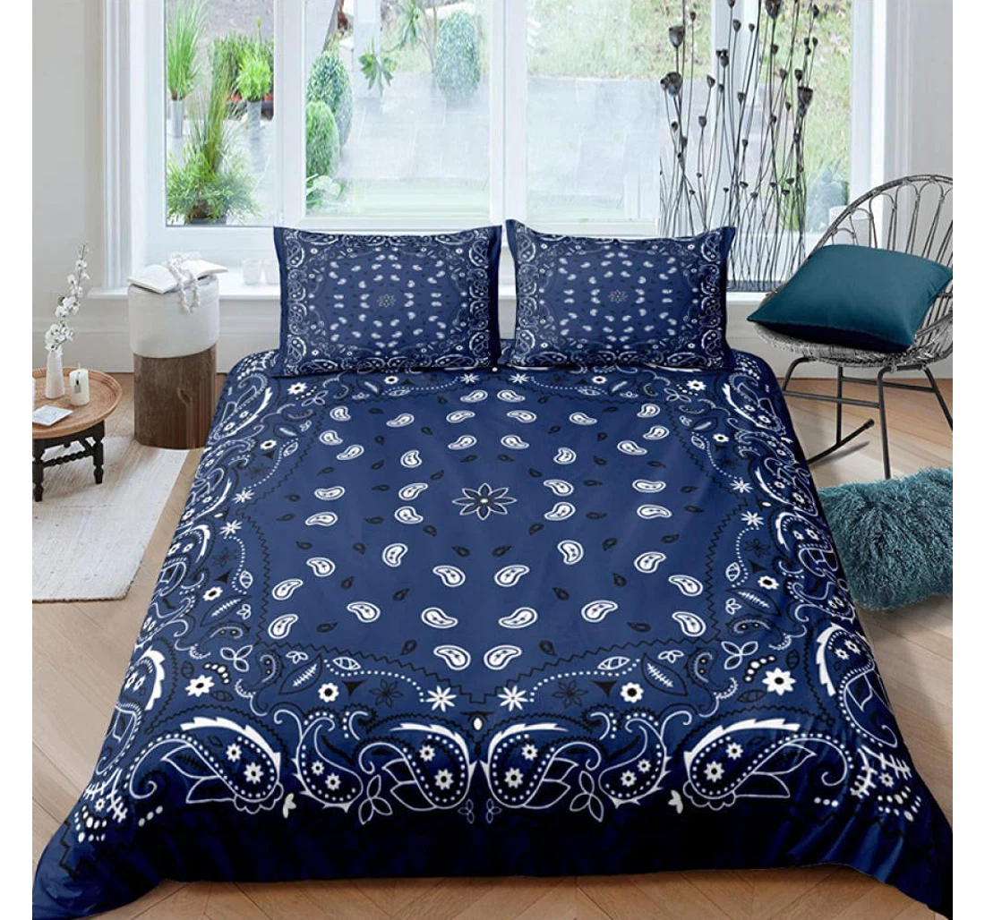 Personalized Bedding Set - Blue Pattern Quality Durable Included 1 Ultra Soft Duvet Cover or Quilt and 2 Lightweight Breathe Pillowcases
