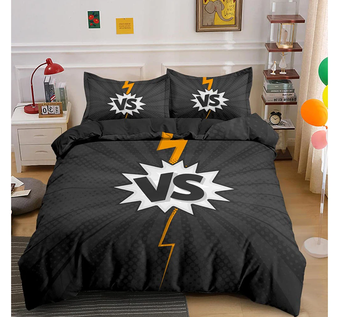 Personalized Bedding Set - Black Showdown Included 1 Ultra Soft Duvet Cover or Quilt and 2 Lightweight Breathe Pillowcases