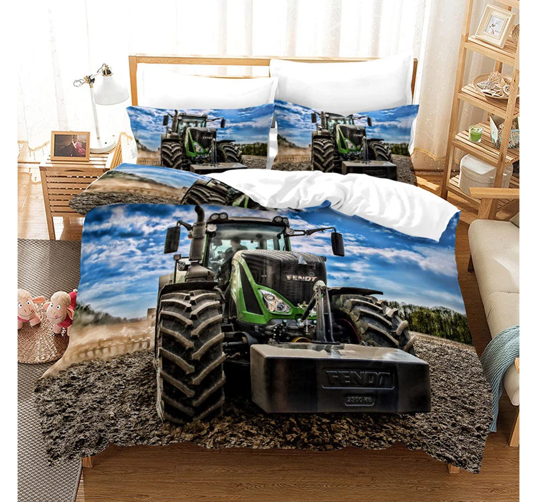Bedding Set - Blue Tractor Men Women Included 1 Ultra Soft Duvet Cover or Quilt and 2 Lightweight Breathe Pillowcases