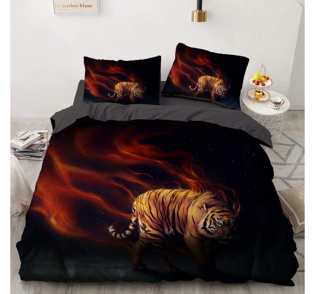 Personalized Bedding Set - Black Tiger Double-sided Women Included 1 Ultra Soft Duvet Cover or Quilt and 2 Lightweight Breathe Pillowcases