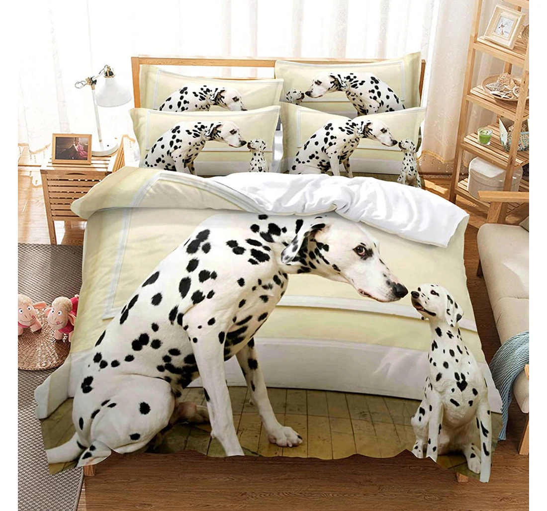 Personalized Bedding Set - Grey Dalmatian Included 1 Ultra Soft Duvet Cover or Quilt and 2 Lightweight Breathe Pillowcases