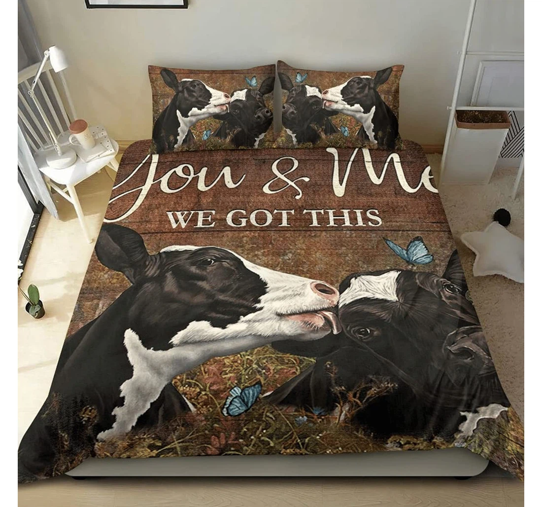 Bedding Set - Personalized Cow You Me We Got This New Year Birthday To My Included 1 Ultra Soft Duvet Cover or Quilt and 2 Lightweight Breathe Pillowcases