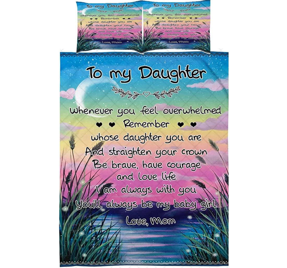 Personalized Bedding Set - Daughter Night Art I Am Always You Cozy Included 1 Ultra Soft Duvet Cover or Quilt and 2 Lightweight Breathe Pillowcases