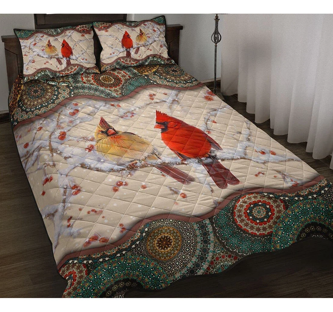 Personalized Bedding Set - Idea Cardinal Wonderful Couple Included 1 Ultra Soft Duvet Cover or Quilt and 2 Lightweight Breathe Pillowcases