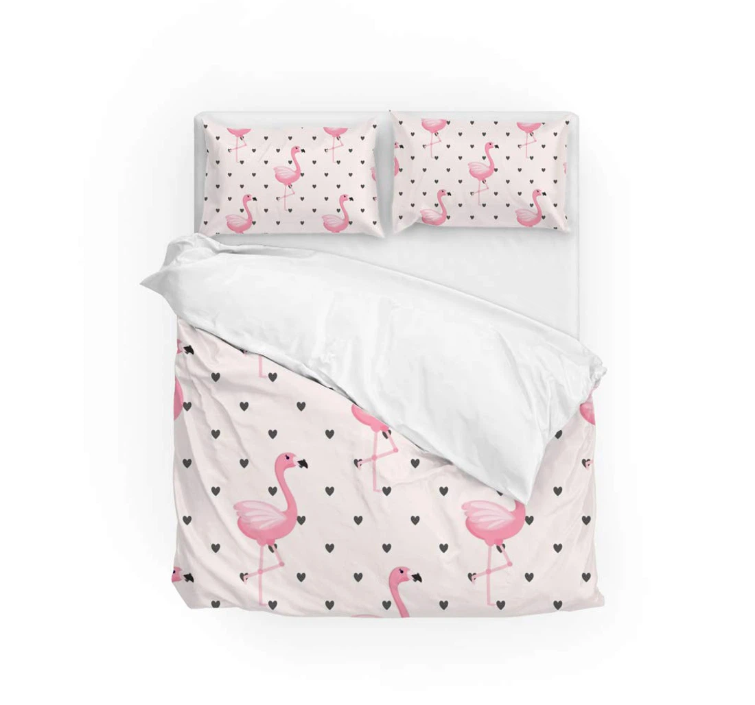 Personalized Bedding Set - U Life Cute Tropical Flamingo Summer Heart Kid Women Men Included 1 Ultra Soft Duvet Cover or Quilt and 2 Lightweight Breathe Pillowcases