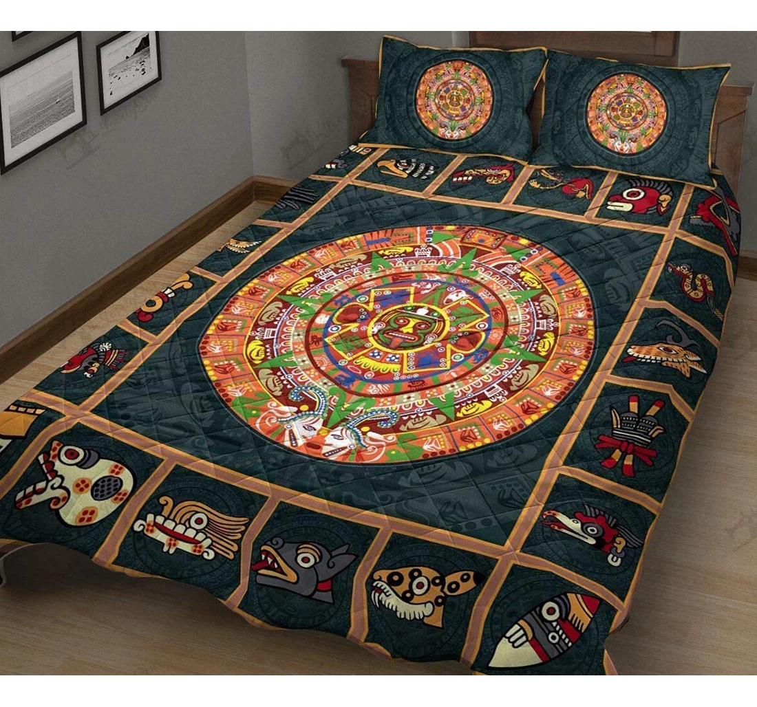 Personalized Bedding Set - Aztec Calendar Included 1 Ultra Soft Duvet Cover or Quilt and 2 Lightweight Breathe Pillowcases