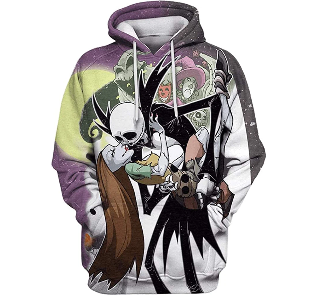 Nightmare Before Christmas Couple Skull - 3D Printed Pullover Hoodie