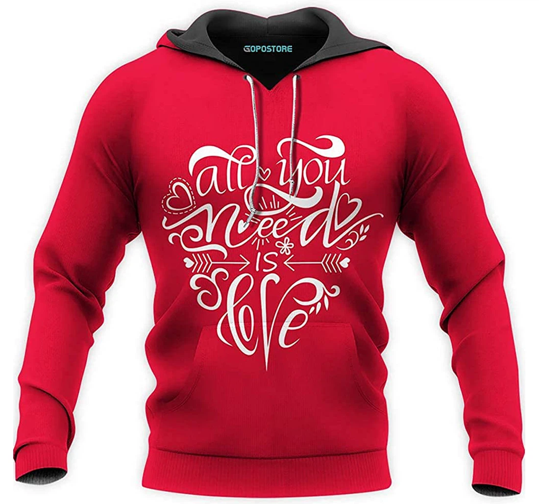 Personalized Happy Valentine Day Unisexprinted - 3D Printed Pullover Hoodie
