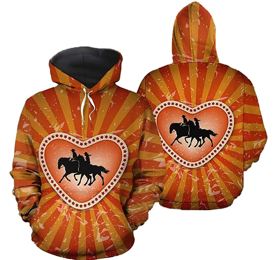 Personalized Valentine Day Couple Rodeo - 3D Printed Pullover Hoodie